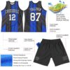 Custom Black White-Royal Line Round Neck Sublimation Basketball Suit Jersey
