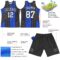 Custom Black White-Royal Line Round Neck Sublimation Basketball Suit Jersey