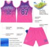 Custom Purple Pink-White Gradient Square Shapes Round Neck Sublimation Basketball Suit Jersey