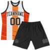 Custom White Black-Orange Line Round Neck Sublimation Basketball Suit Jersey