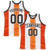 Custom White Black-Orange Line Round Neck Sublimation Basketball Suit Jersey