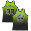 Custom Neon Green Black-White Fade Fashion Round Neck Sublimation Basketball Suit Jersey