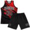Custom Black Red-White Line Round Neck Sublimation Basketball Suit Jersey
