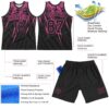 Custom Black Pink Splash Round Neck Sublimation Basketball Suit Jersey