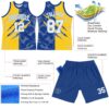 Custom Graffiti Pattern White Royal Yellow-Light Blue Scratch Round Neck Sublimation Basketball Suit Jersey