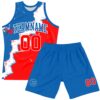 Custom Royal Red-White Splash Round Neck Sublimation Basketball Suit Jersey