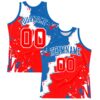 Custom Royal Red-White Splash Round Neck Sublimation Basketball Suit Jersey