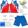 Custom Royal Red-White Splash Round Neck Sublimation Basketball Suit Jersey