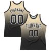 Custom Cream Black-White Fade Fashion Round Neck Sublimation Basketball Suit Jersey