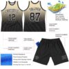 Custom Cream Black-White Fade Fashion Round Neck Sublimation Basketball Suit Jersey