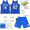 Custom Royal White Line Round Neck Sublimation Basketball Suit Jersey