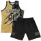 Custom Graffiti Pattern Black Old Gold-White Scratch Round Neck Sublimation Basketball Suit Jersey
