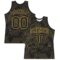 Custom Black Old Gold Curve Lines Round Neck Sublimation Basketball Suit Jersey