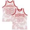 Custom White Red Curve Lines Round Neck Sublimation Basketball Suit Jersey