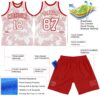 Custom White Red Curve Lines Round Neck Sublimation Basketball Suit Jersey
