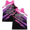 Custom Pink Black-White Line Round Neck Sublimation Basketball Suit Jersey