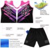 Custom Pink Black-White Line Round Neck Sublimation Basketball Suit Jersey