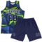 Custom Navy Neon Green-White Geometric Shape Round Neck Sublimation Basketball Suit Jersey