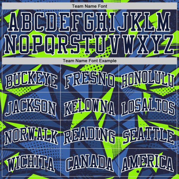 Custom Navy Neon Green-White Geometric Shape Round Neck Sublimation Basketball Suit Jersey