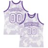 Custom White Purple Curve Lines Round Neck Sublimation Basketball Suit Jersey