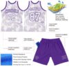 Custom White Purple Curve Lines Round Neck Sublimation Basketball Suit Jersey