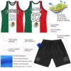Custom Kelly Green White Red-Black Mexican Flag Round Neck Sublimation Basketball Suit Jersey