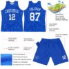 Custom Royal White Round Line Neck Sublimation Basketball Suit Jersey