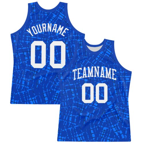 Custom Royal White Round Line Neck Sublimation Basketball Suit Jersey