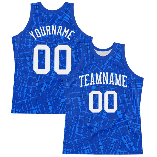 Custom Royal White Round Line Neck Sublimation Basketball Suit Jersey
