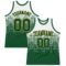 Custom White Green-Old Gold Gradient Square Shapes Round Neck Sublimation Basketball Suit Jersey