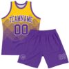 Custom Yellow Purple-White Gradient Square Shapes Round Neck Sublimation Basketball Suit Jersey