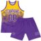 Custom Yellow Purple-White Gradient Square Shapes Round Neck Sublimation Basketball Suit Jersey