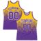 Custom Yellow Purple-White Gradient Square Shapes Round Neck Sublimation Basketball Suit Jersey