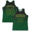 Custom Black Green-Old Gold Fade Fashion Round Neck Sublimation Basketball Suit Jersey