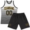 Custom White Black-Old Gold Pinstripe Fade Fashion Round Neck Sublimation Basketball Suit Jersey