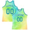 Custom Tie Dye Teal-White Round Neck Sublimation Basketball Suit Jersey