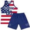 Custom Red Royal-White American Flag Round Neck Sublimation Basketball Suit Jersey