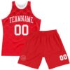 Custom Red White Geometric Shape Round Neck Sublimation Basketball Suit Jersey