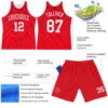Custom Red White Geometric Shape Round Neck Sublimation Basketball Suit Jersey