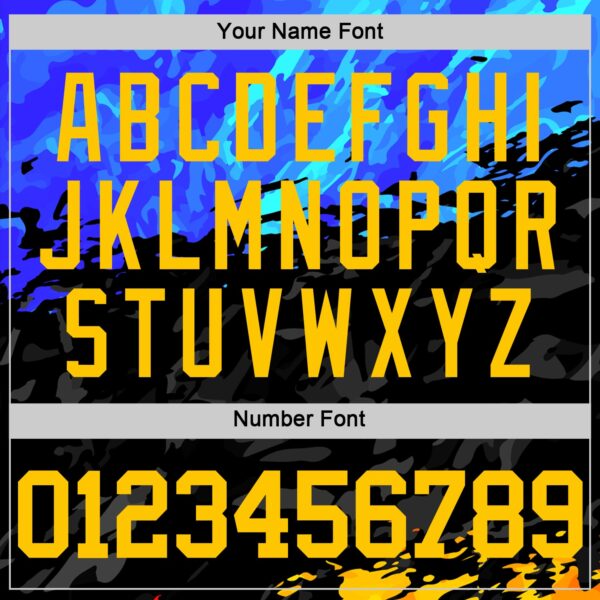 Custom Figure Yellow Royal-Black Splash Round Neck Sublimation Basketball Suit Jersey