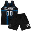 Custom Black White-Light Blue Line Round Neck Sublimation Basketball Suit Jersey