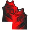 Custom Red Black Line Round Neck Sublimation Basketball Suit Jersey