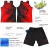 Custom Red Black Line Round Neck Sublimation Basketball Suit Jersey
