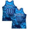 Custom Tie Dye Royal-White Round Neck Sublimation Basketball Suit Jersey