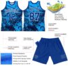 Custom Tie Dye Royal-White Round Neck Sublimation Basketball Suit Jersey