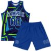 Custom Royal Neon Green-White Geometric Shape Round Neck Sublimation Basketball Suit Jersey