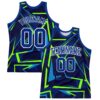 Custom Royal Neon Green-White Geometric Shape Round Neck Sublimation Basketball Suit Jersey