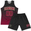 Custom Black Maroon-Cream Pinstripe Fade Fashion Round Neck Sublimation Basketball Suit Jersey