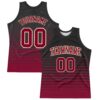 Custom Black Maroon-Cream Pinstripe Fade Fashion Round Neck Sublimation Basketball Suit Jersey