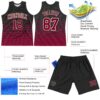 Custom Black Maroon-Cream Pinstripe Fade Fashion Round Neck Sublimation Basketball Suit Jersey